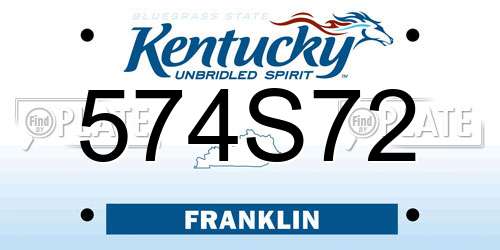 574S72 Kentucky License Plate