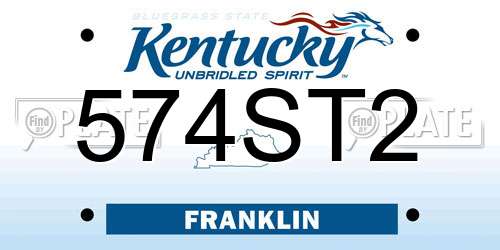 574ST2 Kentucky License Plate