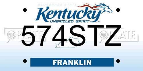 574STZ Kentucky License Plate