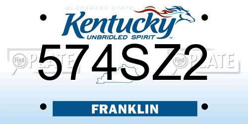 574SZ2 Kentucky License Plate