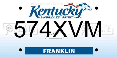 574XVM Kentucky License Plate