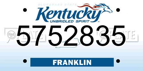 5752835 Kentucky License Plate