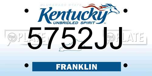 5752JJ Kentucky License Plate