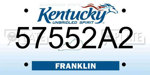 57552A2 Kentucky License Plate