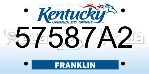 57587A2 Kentucky License Plate