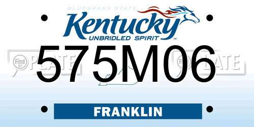 575M06 Kentucky License Plate