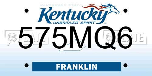 575MQ6 Kentucky License Plate