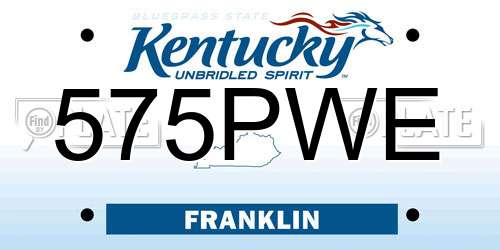 575PWE Kentucky License Plate