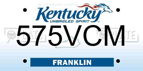 575VCM Kentucky License Plate