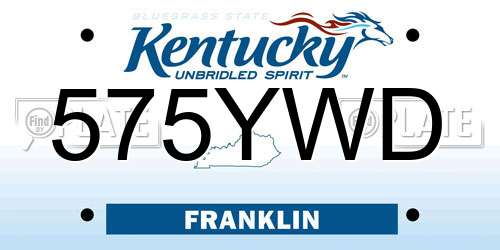 575YWD Kentucky License Plate