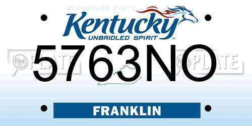 5763NO Kentucky License Plate