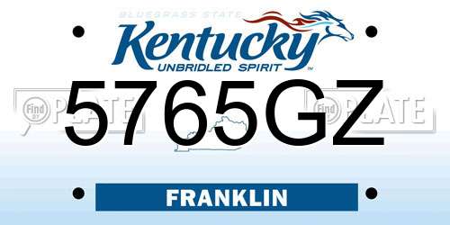 5765GZ Kentucky License Plate