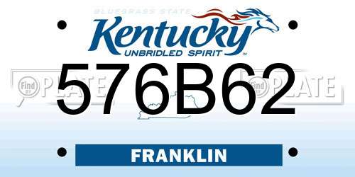 576B62 Kentucky License Plate