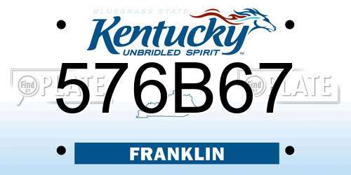 576B67 Kentucky License Plate