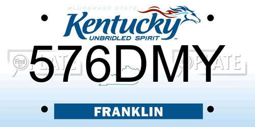 576DMY Kentucky License Plate