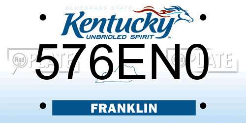 576EN0 Kentucky License Plate