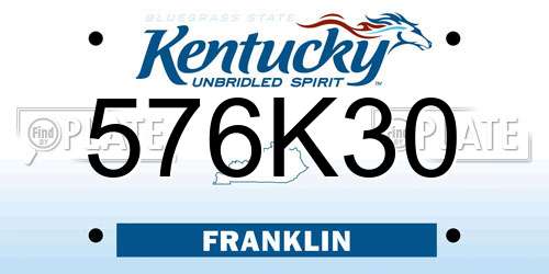 576K30 Kentucky License Plate