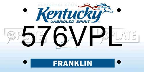 576VPL Kentucky License Plate