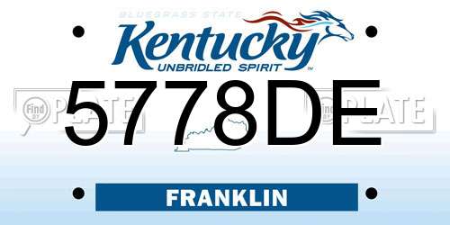 5778DE Kentucky License Plate