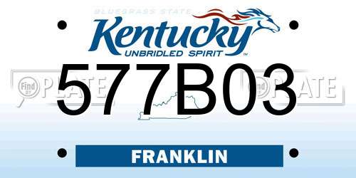 577B03 Kentucky License Plate