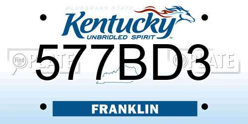 577BD3 Kentucky License Plate