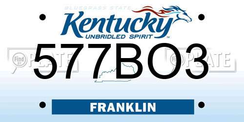 577BO3 Kentucky License Plate