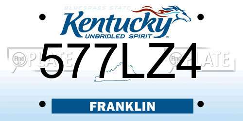577LZ4 Kentucky License Plate