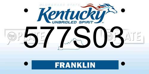 577S03 Kentucky License Plate