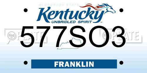 577SO3 Kentucky License Plate