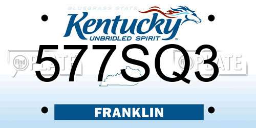 577SQ3 Kentucky License Plate