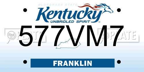 577VM7 Kentucky License Plate
