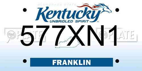577XN1 Kentucky License Plate