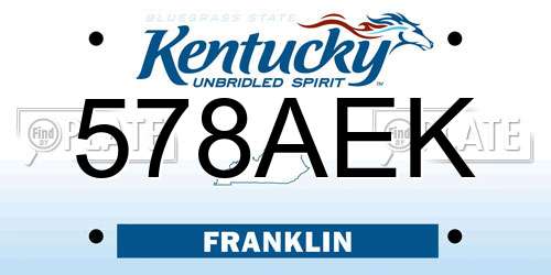 578AEK Kentucky License Plate
