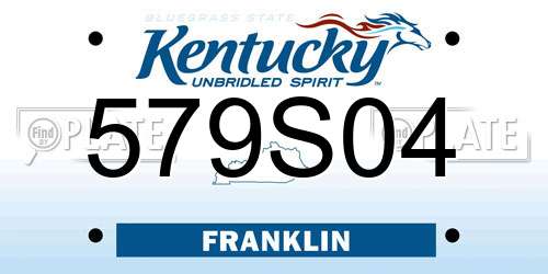579S04 Kentucky License Plate