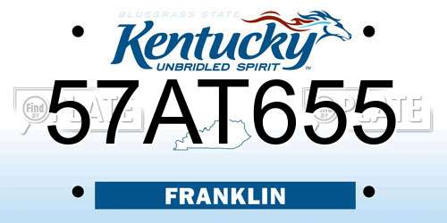 57AT655 Kentucky License Plate