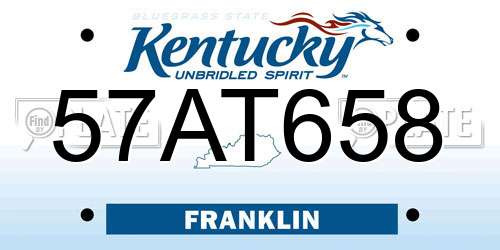 57AT658 Kentucky License Plate