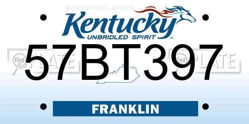 57BT397 Kentucky License Plate