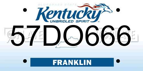 57DO666 Kentucky License Plate