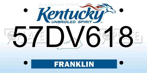 57DV618 Kentucky License Plate