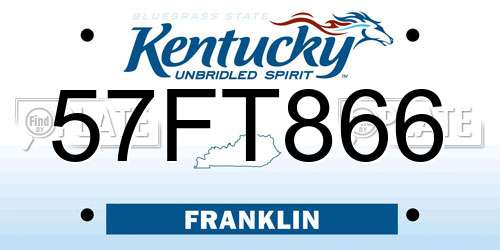 57FT866 Kentucky License Plate