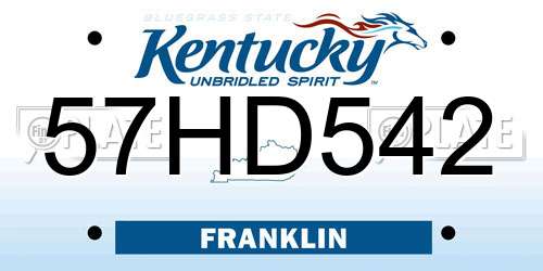 57HD542 Kentucky License Plate