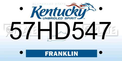 57HD547 Kentucky License Plate