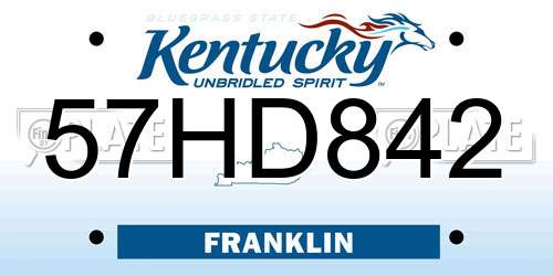 57HD842 Kentucky License Plate