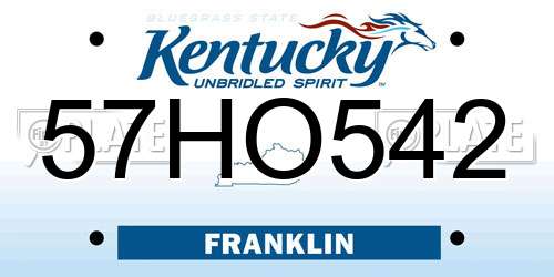 57HO542 Kentucky License Plate