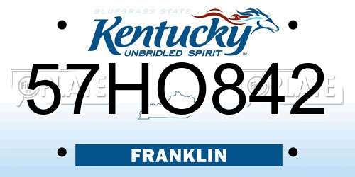 57HO842 Kentucky License Plate