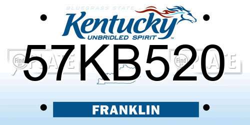 57KB520 Kentucky License Plate