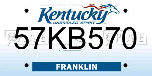 57KB570 Kentucky License Plate