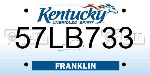 57LB733 Kentucky License Plate