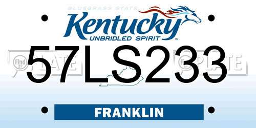 57LS233 Kentucky License Plate
