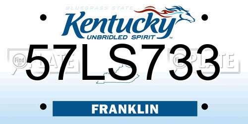 57LS733 Kentucky License Plate